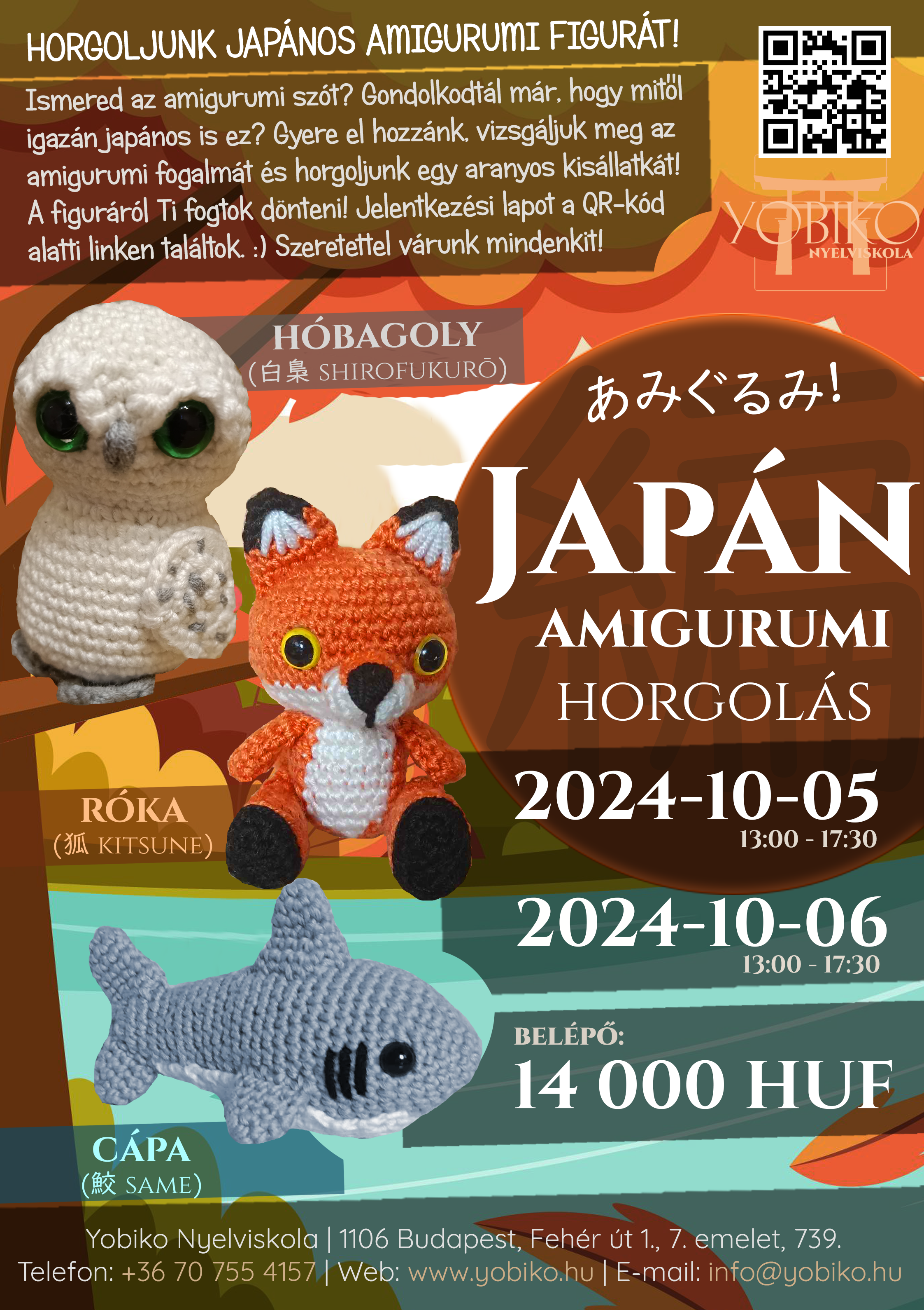 Amigurumi あみぐるみ – Horgoljunk állatfigurát! (2024. október 5-6.)