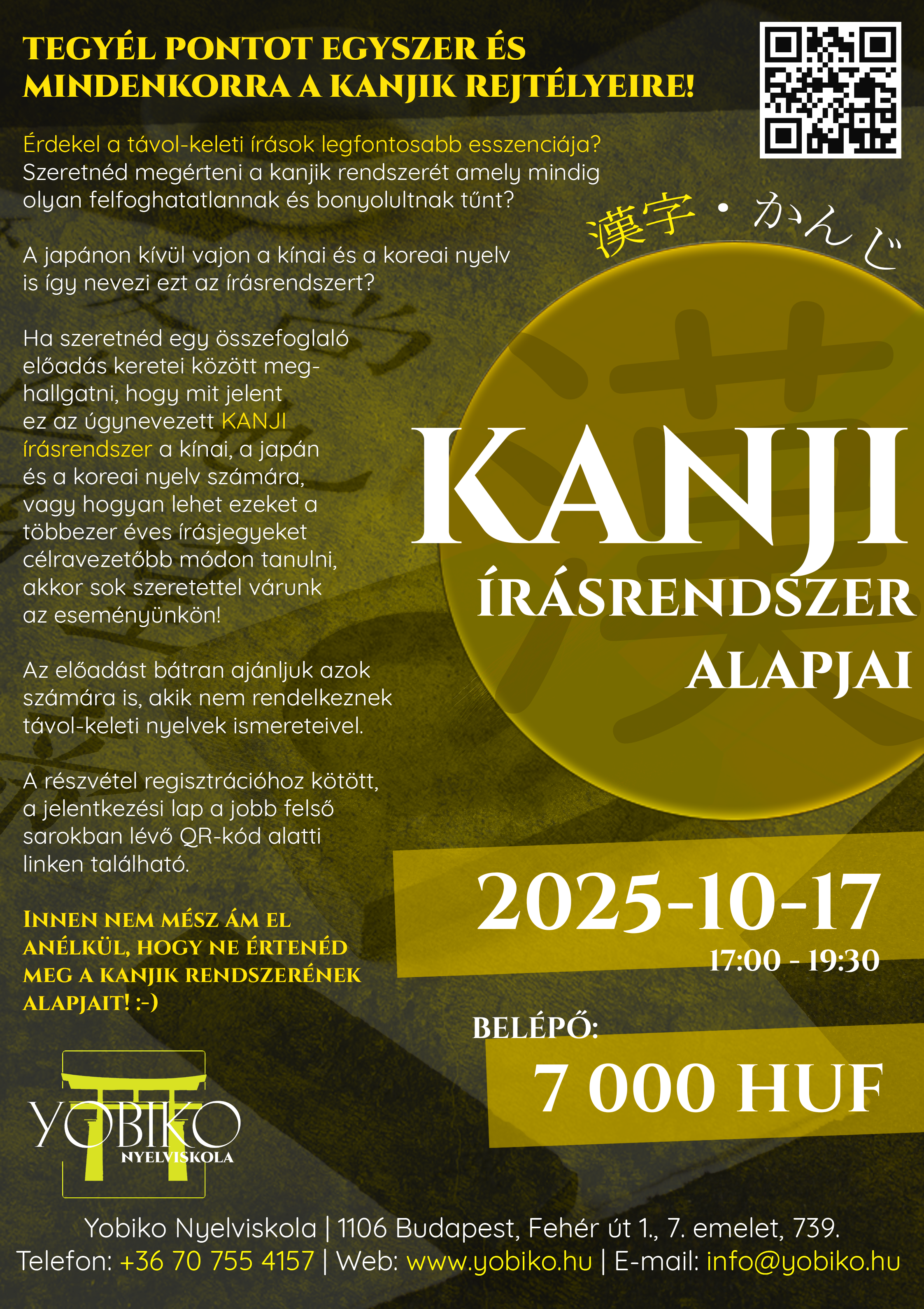 Kanjik rendszerének alapjai – Távol-keleti írások esszenciája (2025. október 17.)