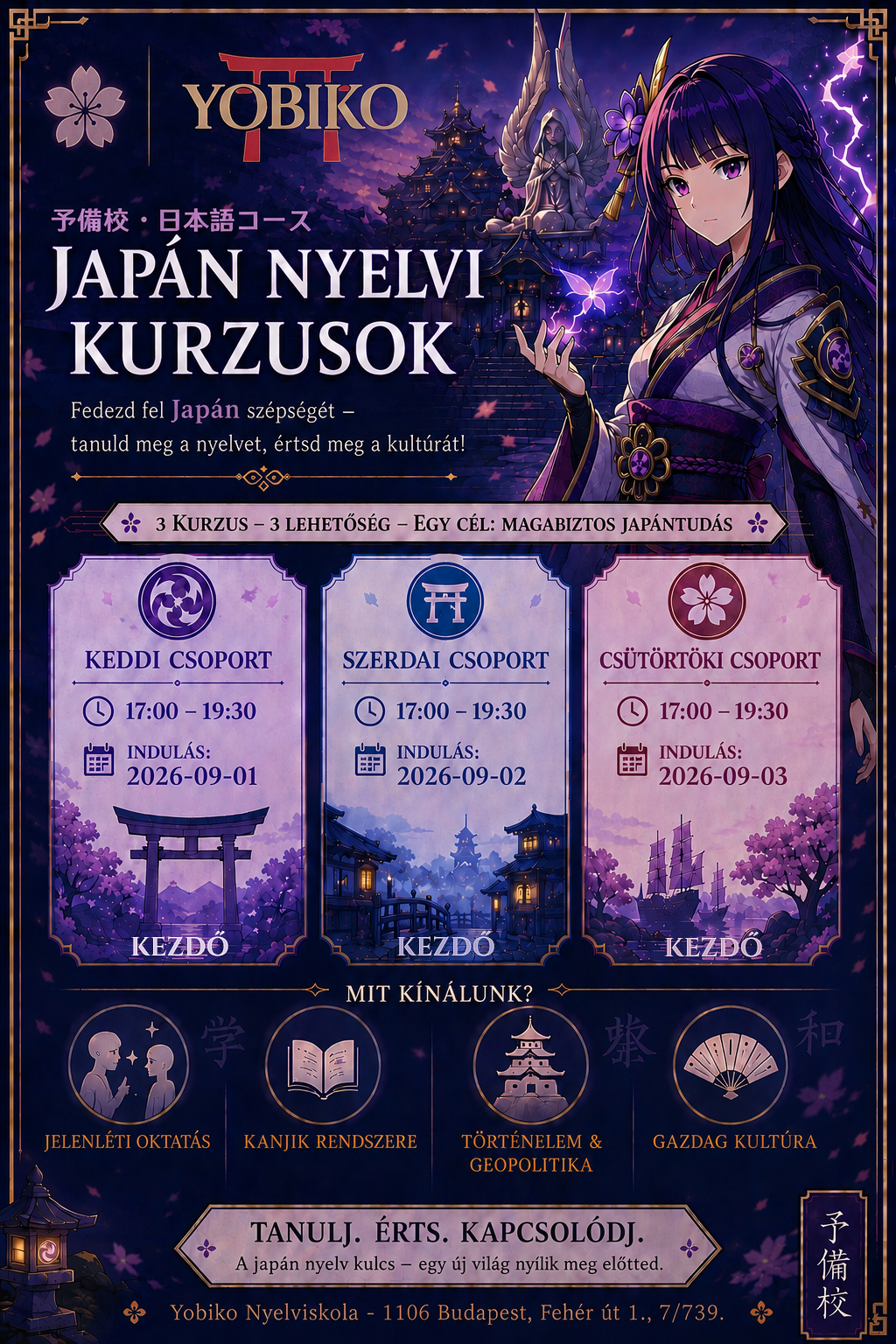 Japán nyelv 1. – Kezdő csoportok – Genki 1-4. lecke (Új, kezdő őszi kínálatunk)